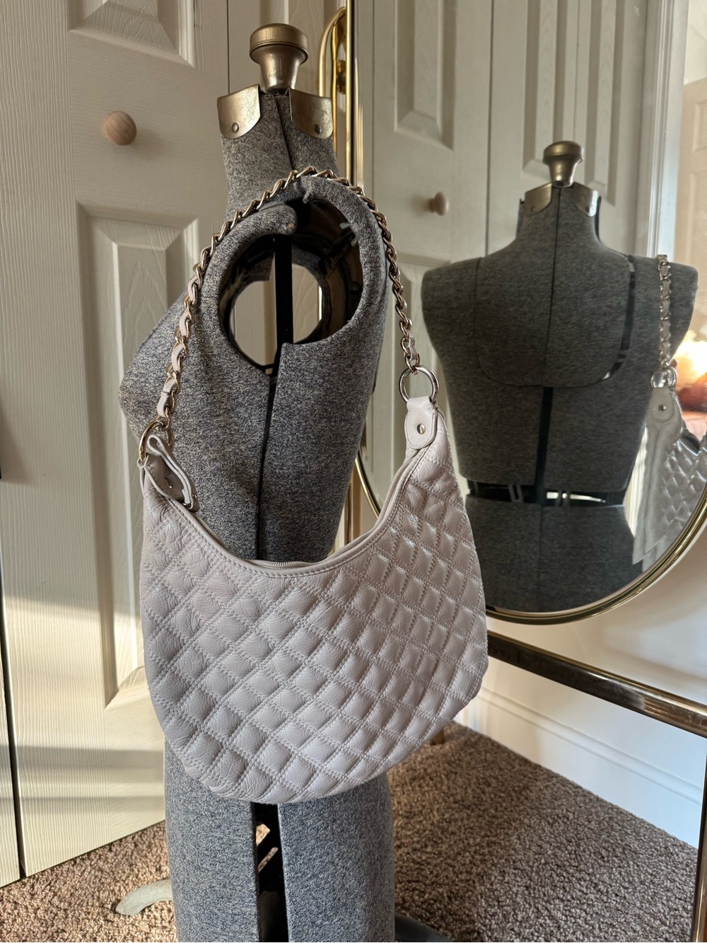 The Sak Cream Quilted Chain Leather Purse shoulder bag ivory